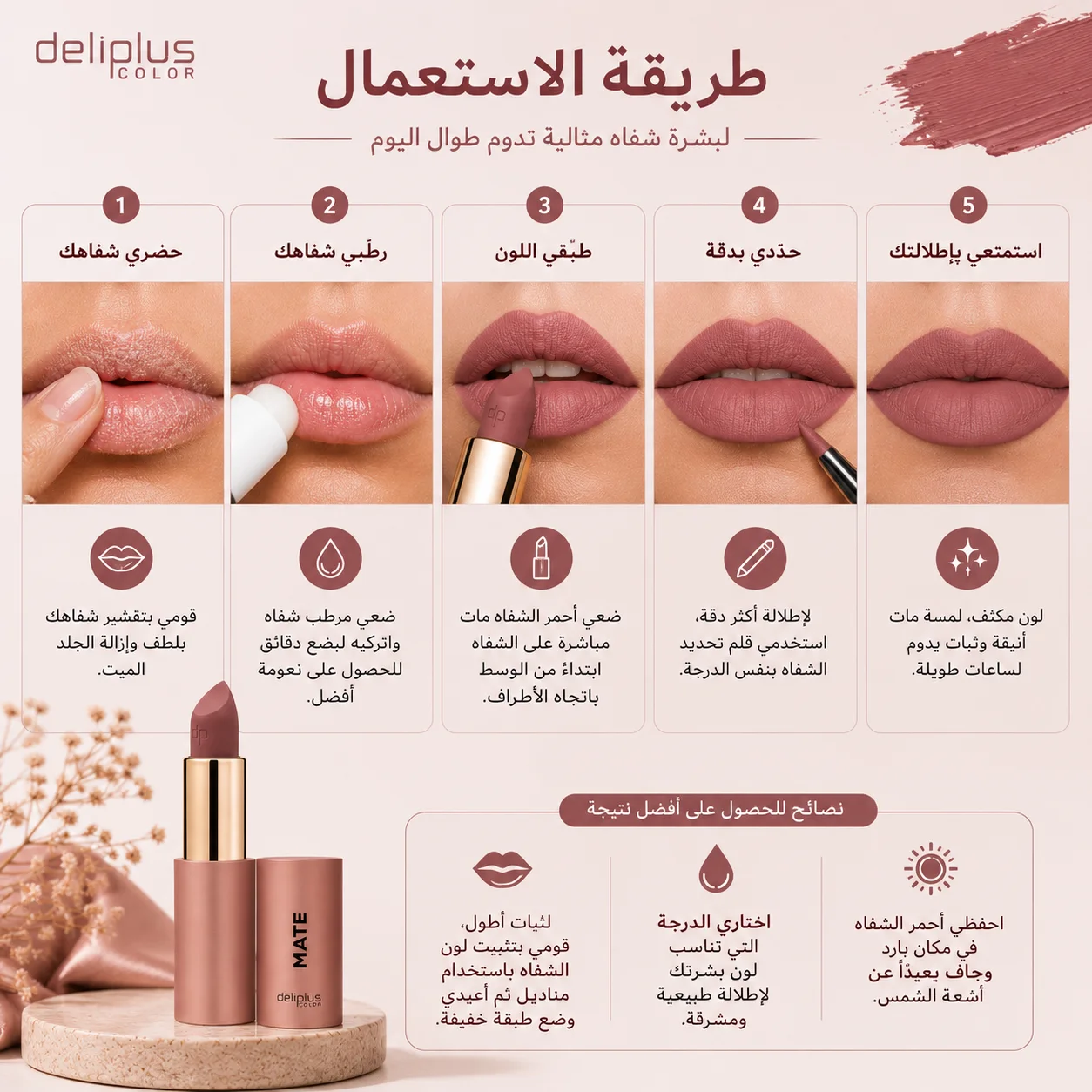 أحمر شفاه مات Deliplus – درجة 101 (وردي نيود)