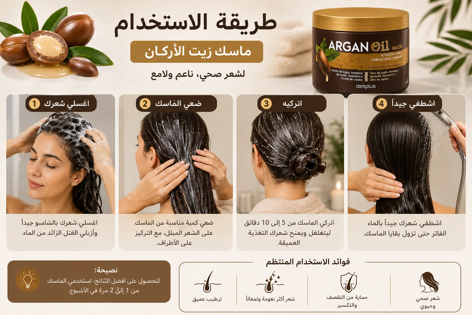 ماسك زيت الأركان للشعر