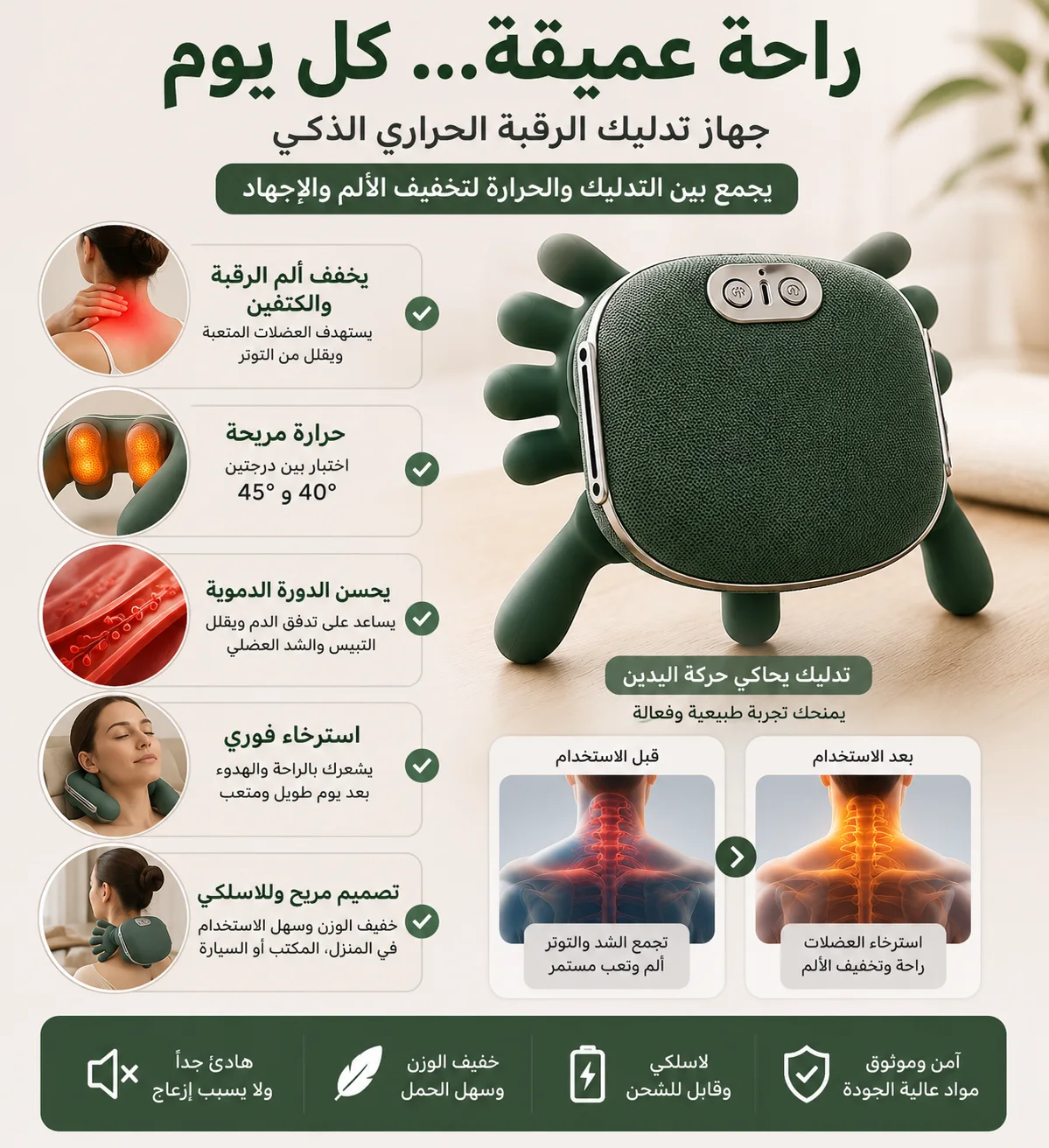 جهاز تدليك الرقبة الحراري الذكي