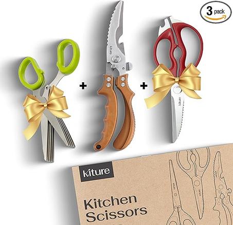 Tijeras de cocina resistentes con tijeras multiusos y para hierbas de regalo, de acero inoxidable 420, para pollo, carne, pescado y aves. Juego de regalo con tijeras de cocina para alimentos 