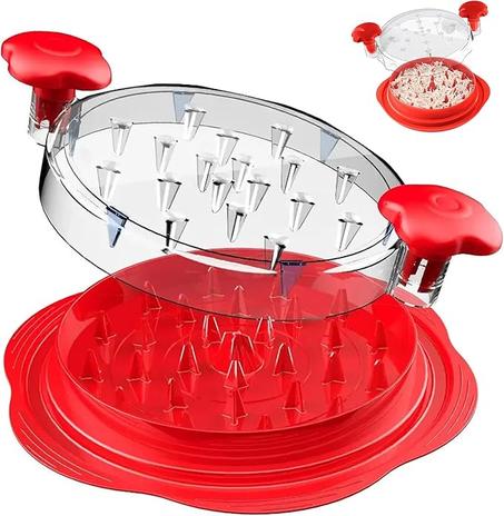 Herramienta para triturar pollo con giro | Triturador de carne antideslizante sin BPA | Accesorio de cocina | Picadora de carne con mango ergonómico | Tapa transparente apta para lavavajillas