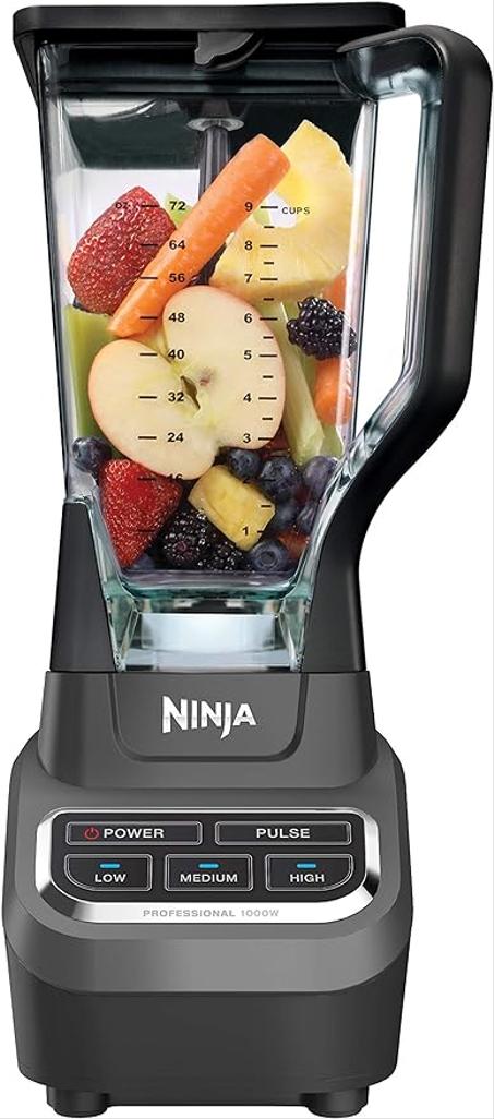 Licuadora de mostrador profesional Ninja BL610 de 72 oz con base de 1000 vatios y tecnología de trituración total para batidos, hielo y frutas congeladas, color negro