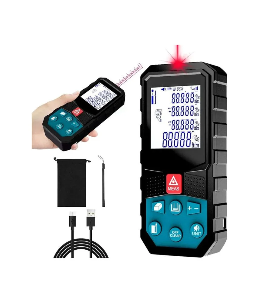جهاز قياس مسافات ليزري رقمي متعدد الوظائف بشاشة LCD وشحن USB