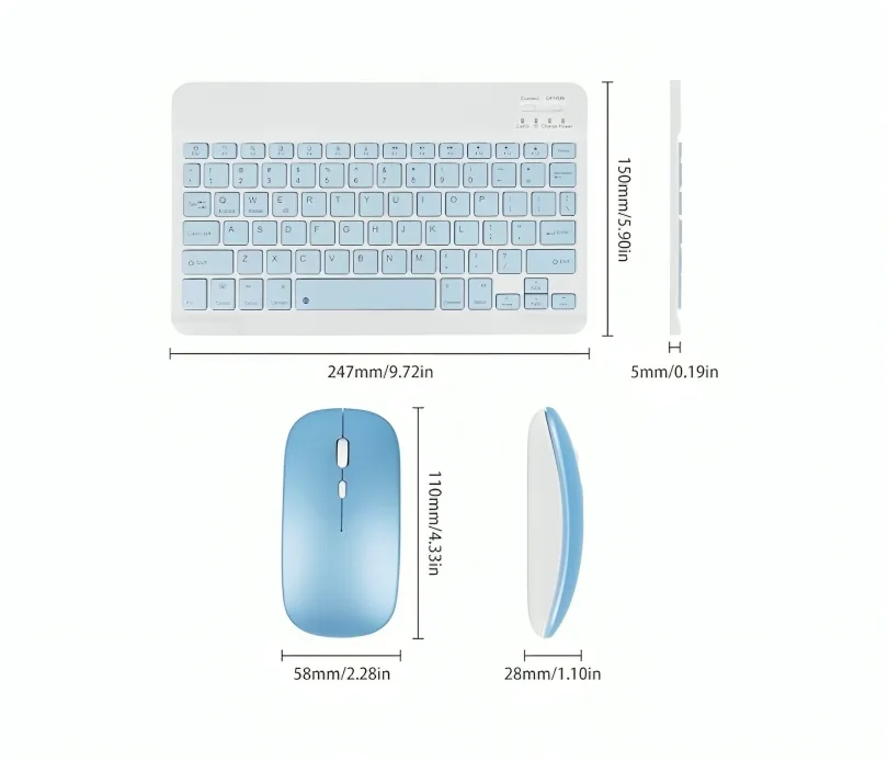 لوحة مفاتيح وماوس بلوتوث قابلة لإعادة الشحن