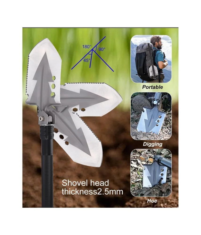 مجرفة متعددة الاستخدامات قابلة للطي من الفولاذ المقاوم للصدأ