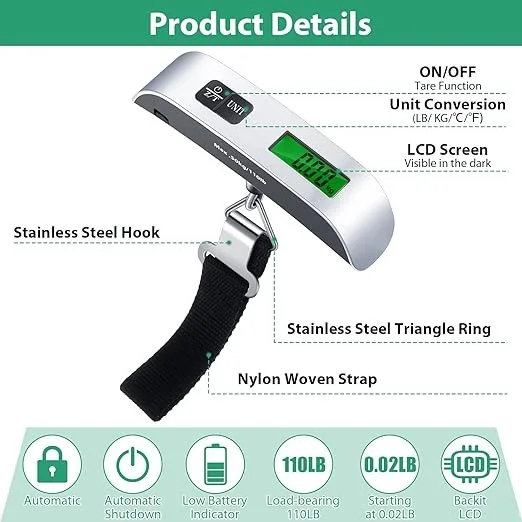 ميزان الأمتعة الرقمي القابل للتعليق