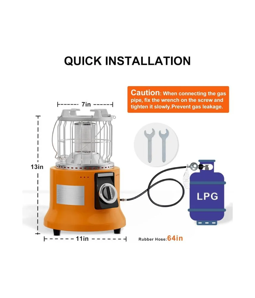 دفاية غاز خارجية محمولة مع موقد وطقم خرطوم بروبان