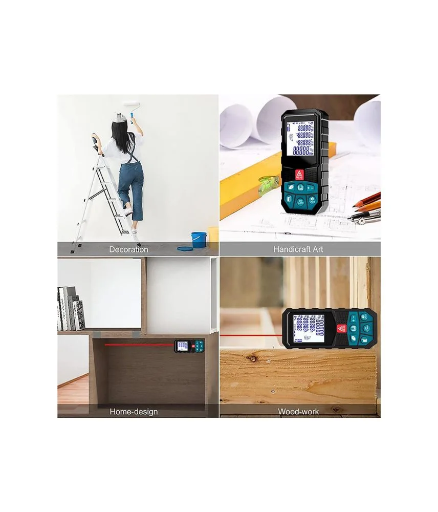 جهاز قياس مسافات ليزري رقمي متعدد الوظائف بشاشة LCD وشحن USB