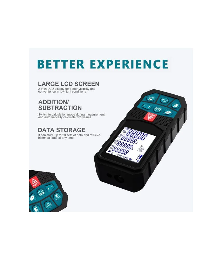 جهاز قياس مسافات ليزري رقمي متعدد الوظائف بشاشة LCD وشحن USB