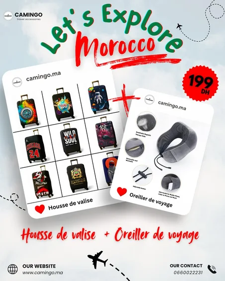 Pack Voyage Essentiel – Oreiller de Voyage & Housse de Valise (Super Promo)