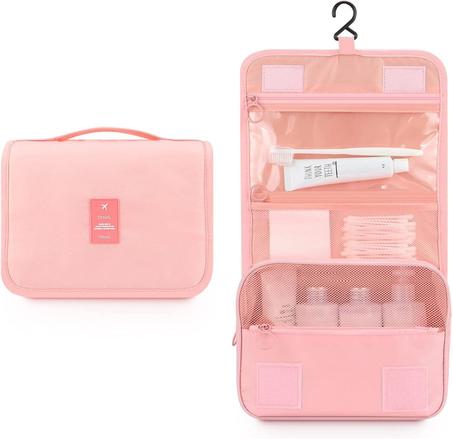 شنطة ادوات زينة معلقة للسفر من هاوس اوف كويرك مستحضرات تجميل محمولة منظمة للمكياج للنساء والبنات, زهري, L قماش