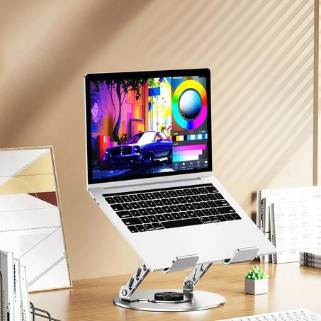 حامل لابتوب قابل للتعديل، حامل لابتوب محمول من الالومنيوم للمكتب، حامل دعم تبريد قابل للطي وجيد التهوية لاجهزة ابل ماك بوك برو/اير، اتش بي، سوني، ديل، والمزيد 10-15.6 انش