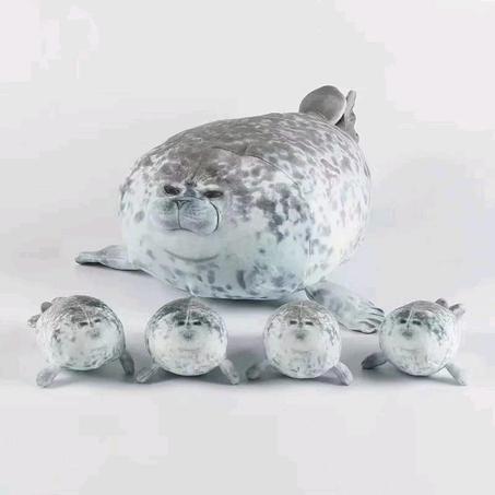 Mother Seal with Four Sons -  Chubby 3D Novelty Seal Zipper Stuffed Plushy Toy Girls Christmas Gift  😍🎁🛒