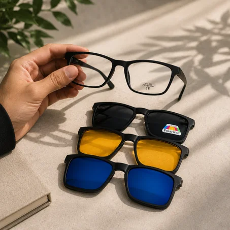 نظارات TR90 خفيفة، مرنة ومقاومة للكسر. 👓 عدسات شفافة قابلة لتركيب الزجاج الطبي ✔️ عدسة صفراء مثالية للقيادة الليلية ✔️ عدسات شمسية بألوان متنوعة للحماية والأناقة