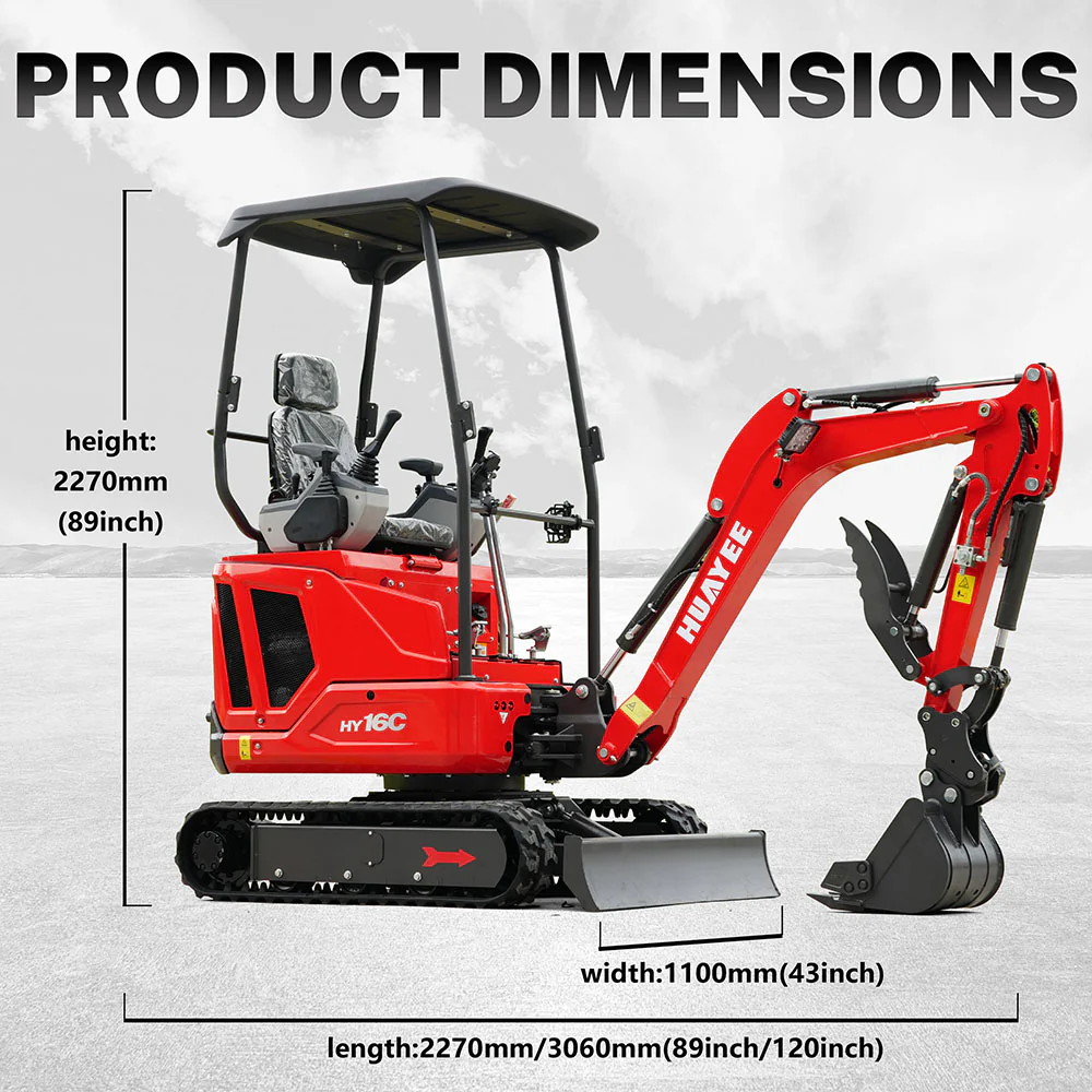 Mini Excavator with 14HP Kubota Engine & Hydraulic Thumb | HUAYEE HY16C