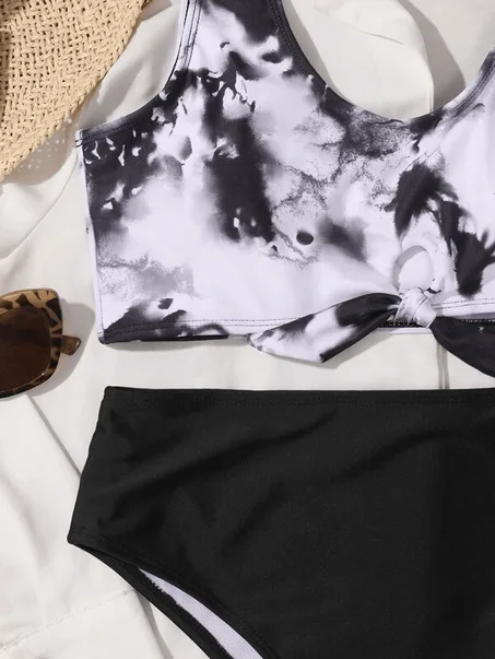 Tie Dye Knot Hem Bikini