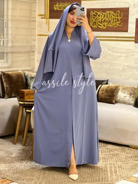 عباية كريب ممتاز - ازرق