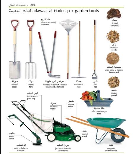 الحديقة والأدوات