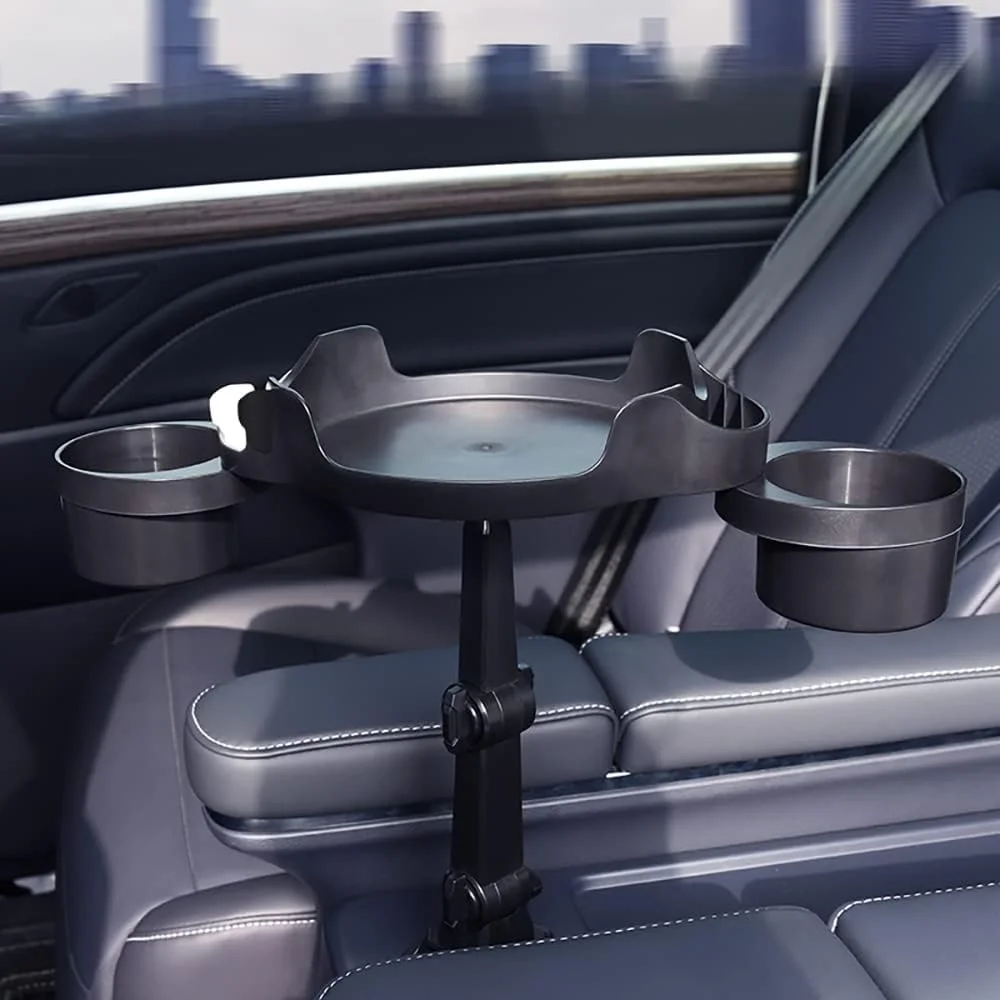 • Car Cup Holder Expander, Car Food Tray, 360° -  حامل أكواب للسيارة