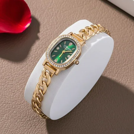 ساعة نسائية فخمة بسوار ذهبي أنيق ✨⌚
