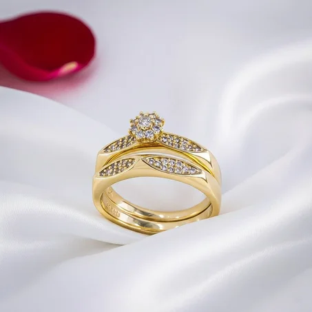 خاتم مارياج ذهبي فاخر بفصوص لامعة 💍✨