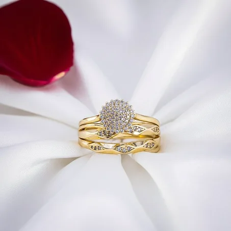 خاتم مارياج ذهبي فاخر بفصوص لامعة 💍✨
