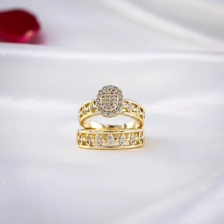 خاتم مارياج ذهبي فاخر بفصوص لامعة 💍✨