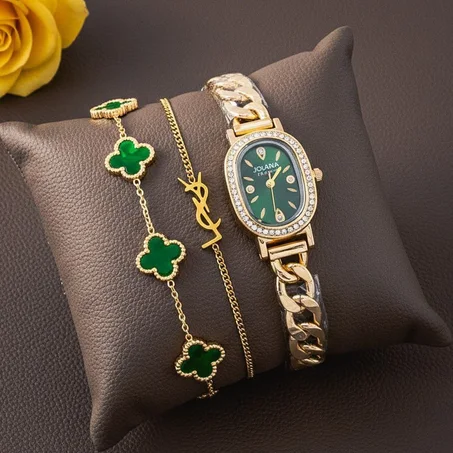 طقم ساعة وأساور ستايل فاخر ✨⌚