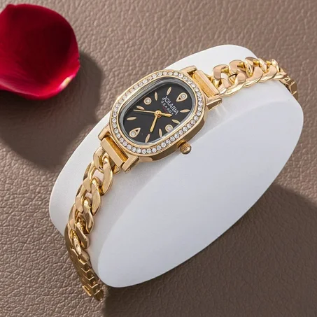 ساعة نسائية فخمة بسوار ذهبي أنيق ✨⌚