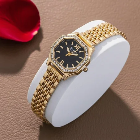 ساعة نسائية فخمة بسوار ذهبي أنيق ✨⌚