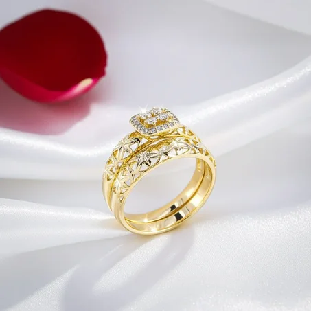 خاتم مارياج ذهبي فاخر بفصوص لامعة 💍✨
