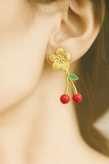 حلق الكرز بتصميم كيوت وأنيق 🍒✨