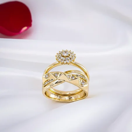 خاتم مارياج ذهبي فاخر بفصوص لامعة 💍✨