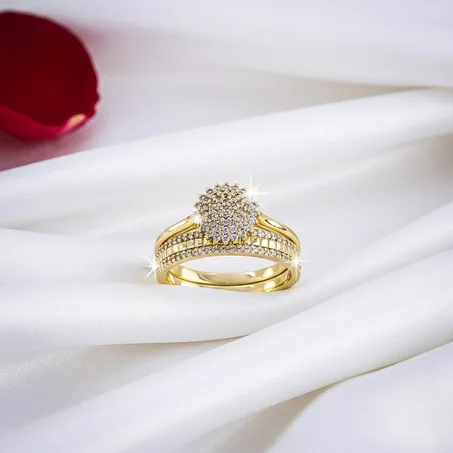 خاتم مارياج ذهبي فاخر بفصوص لامعة 💍✨
