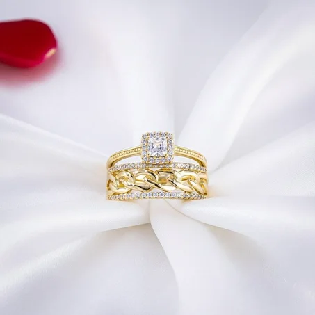 خاتم مارياج ذهبي فاخر بفصوص لامعة 💍✨