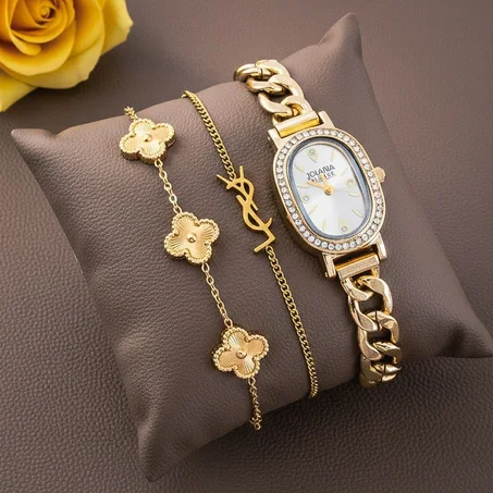 طقم ساعة وأساور ستايل فاخر ✨⌚