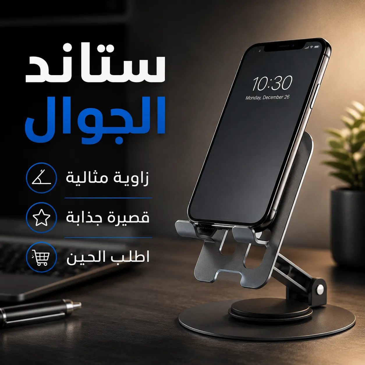 ستاند جوال وتابلت احترافي قابل للطي من الفولاذ الكربوني | ثبات وتعديل زوايا