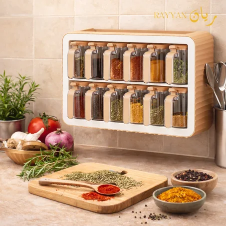 طقم تنظيم التوابل الفاخر (12 قطعة) – لمسة أناقة ونظام لمطبخك العصري