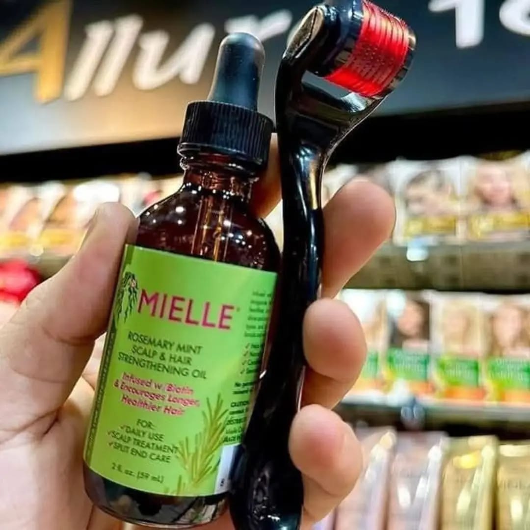 زيت مييل لتكثيف وإنبات الشعر + ديرما رولر لتحفيز البصيلات ✨🌿