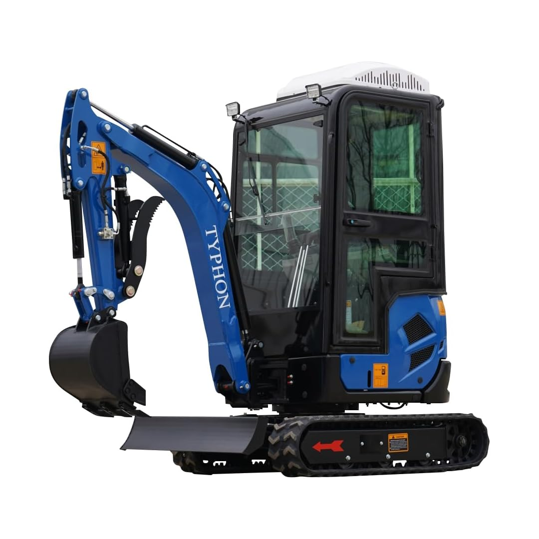 4,000 lb TYPHON TERROR XVII Mini Excavator Rubber Track with AC Heater Cabin and Kubota D902 Diesel Engine USA