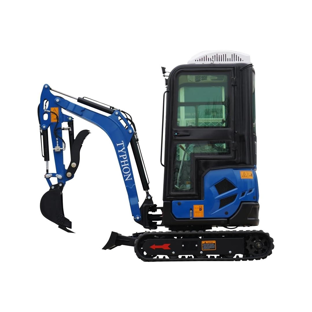4,000 lb TYPHON TERROR XVII Mini Excavator Rubber Track with AC Heater Cabin and Kubota D902 Diesel Engine USA