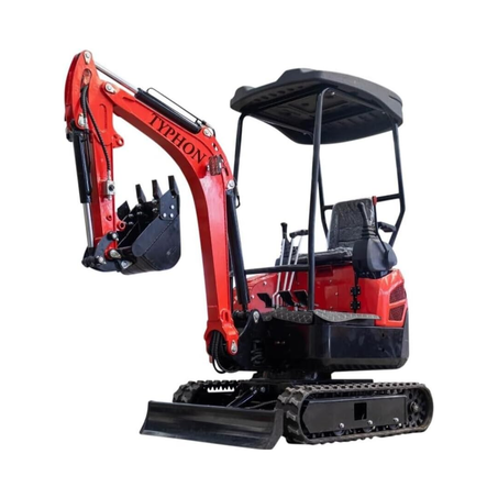 TYPHON TERROR XV STORM: 1.05 Ton Mini Excavator with 13.5 HP B&S Gas Engine, Hydraulic Thumb Clip, and Boom Swing