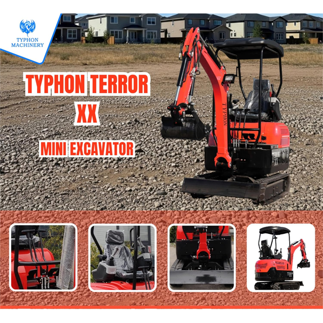 4,000 lb TYPHON Terror XX Mini Excavator Rubber Track with D902 Diesel Engine USA