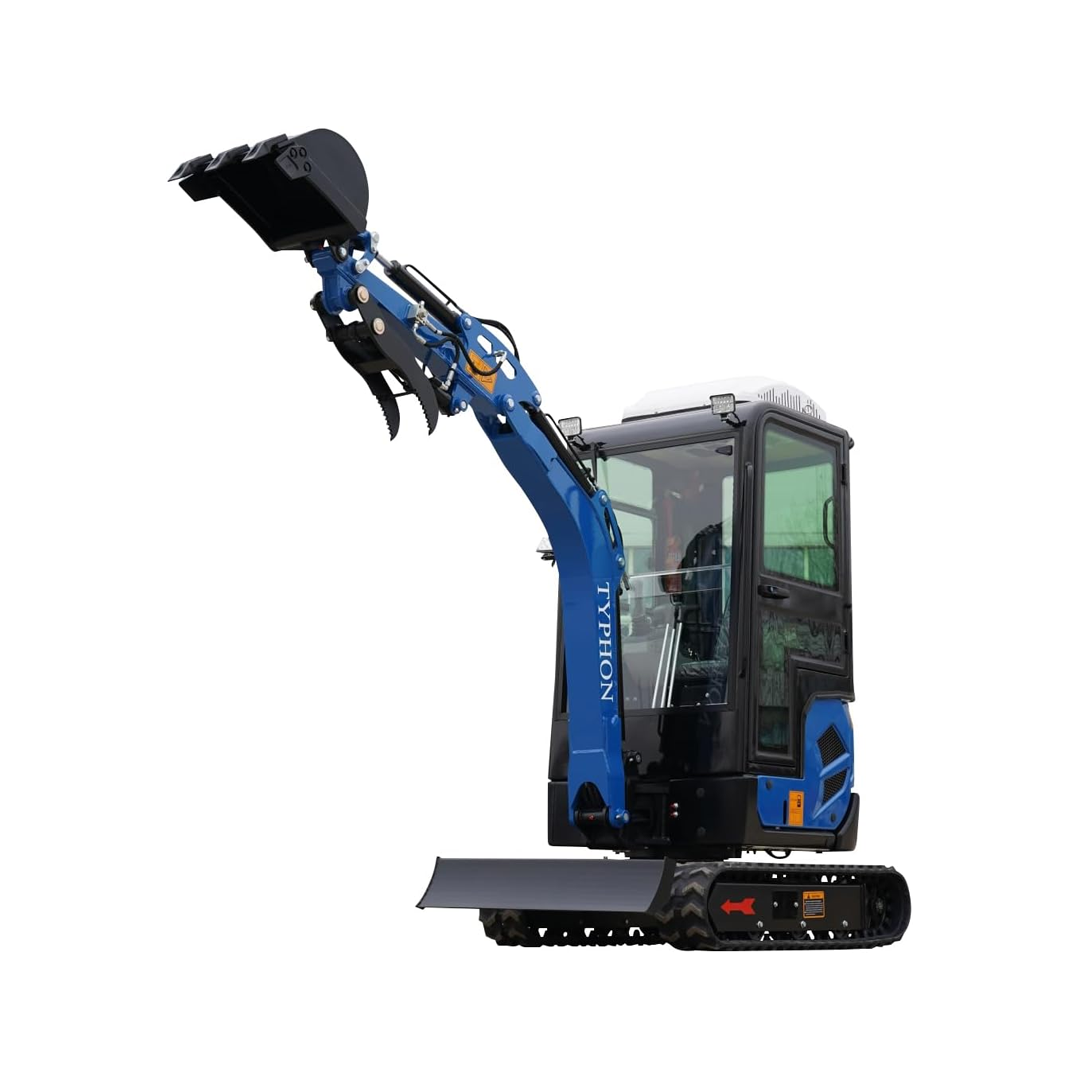 4,000 lb TYPHON TERROR XVII Mini Excavator Rubber Track with AC Heater Cabin and Kubota D902 Diesel Engine USA