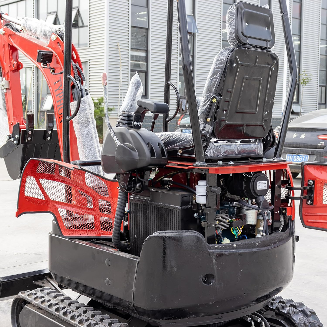 TYPHON TERROR XV STORM: 1.05 Ton Mini Excavator with 13.5 HP B&S Gas Engine, Hydraulic Thumb Clip, and Boom Swing