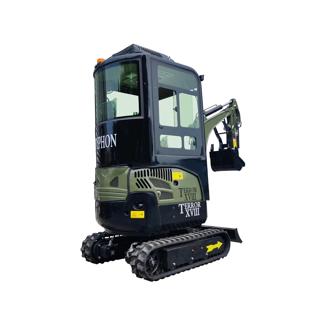 TYPHON Mini Excavator Micro-Digger: 1760 lb Kubota D902 Diesel, 6.7 ft Dig Depth, and Narrow Access Design