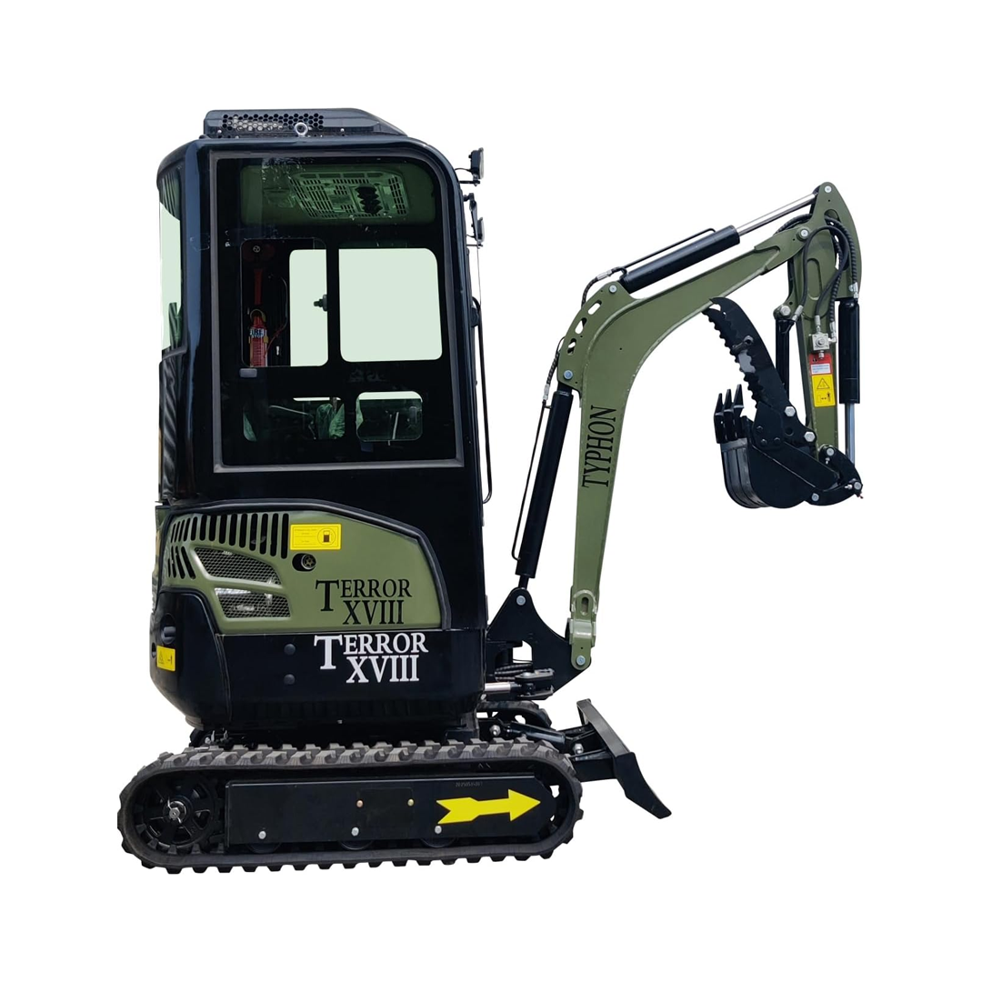 TYPHON Mini Excavator Micro-Digger: 1760 lb Kubota D902 Diesel, 6.7 ft Dig Depth, and Narrow Access Design