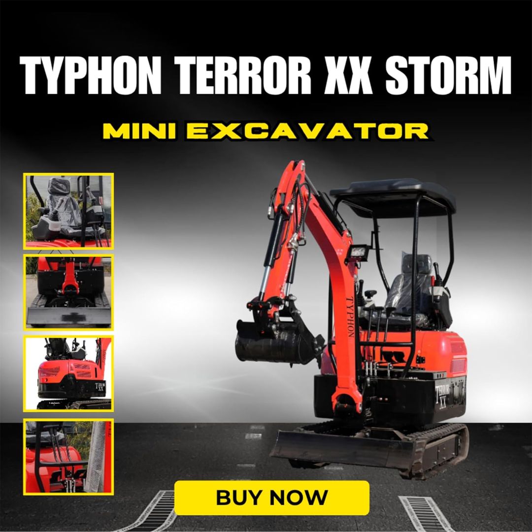 4,000 lb TYPHON Terror XX Mini Excavator Rubber Track with D902 Diesel Engine USA