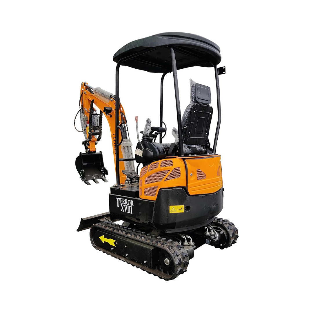 TERROR XVIII 4,000 lbs Mini Excavator - EPA Certified D902 Diesel Engine Machine for Garden, Farms, Parks, Roads – Ideal for Digging, Drilling, Bull-Dozing
