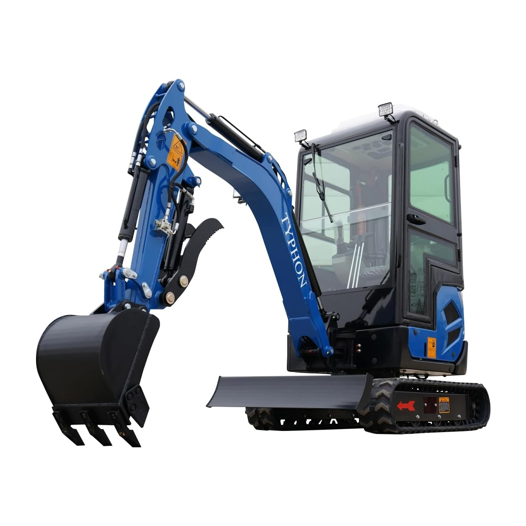 4,000 lb TYPHON TERROR XVII Mini Excavator Rubber Track with AC Heater Cabin and Kubota D902 Diesel Engine USA